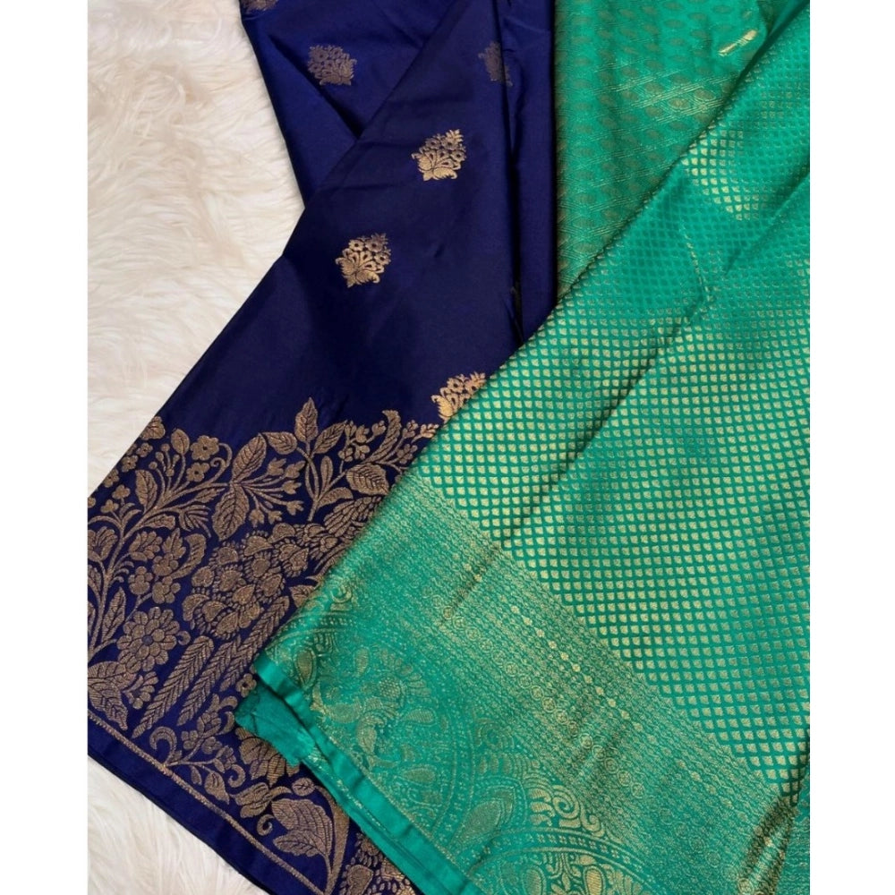 Women's Silk Printed Saree With Unstitched Blouse 5.5 Mtr (Royal Blue)