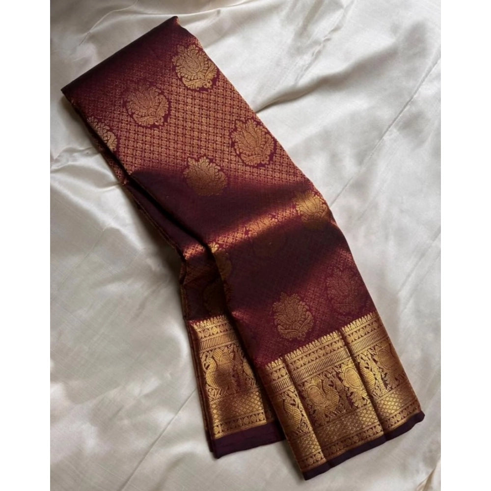 Women's Silk Printed Saree With Unstitched Blouse 5.5 Mtr (Maroon)