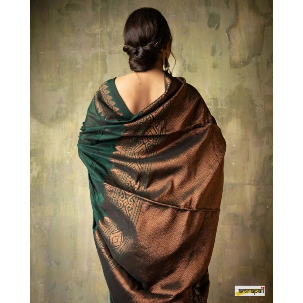Women's Silk Printed Saree With Unstitched Blouse 5.5 Mtr (Green)