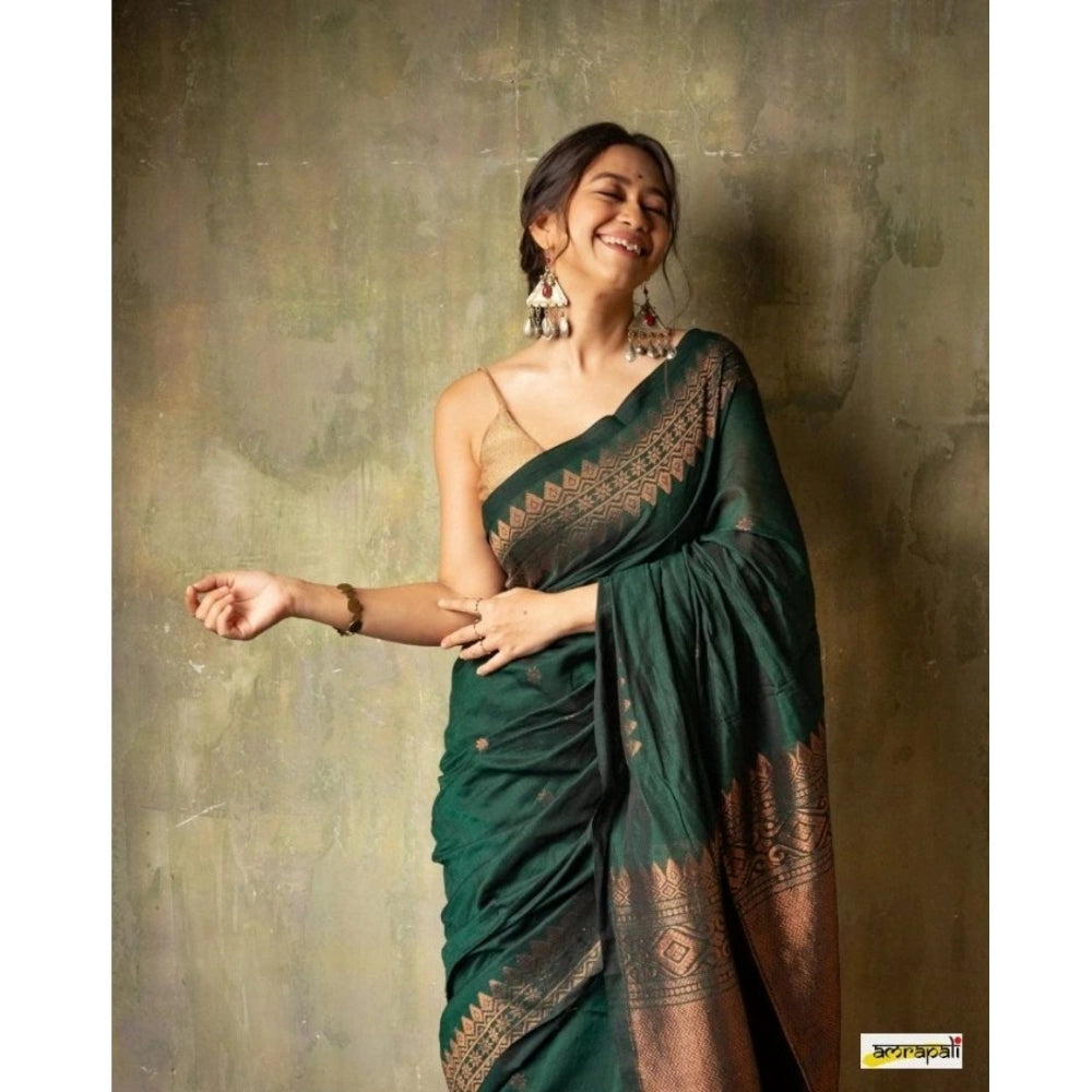 Women's Silk Printed Saree With Unstitched Blouse 5.5 Mtr (Green)