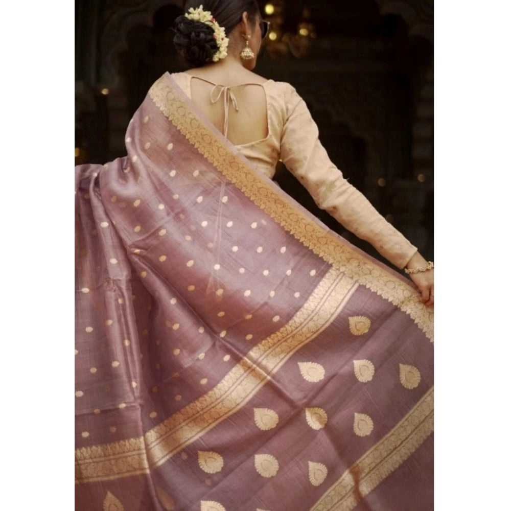 Women's Cotton Printed Saree With Unstitched Blouse 5.5 Mtr (Rose Gold)