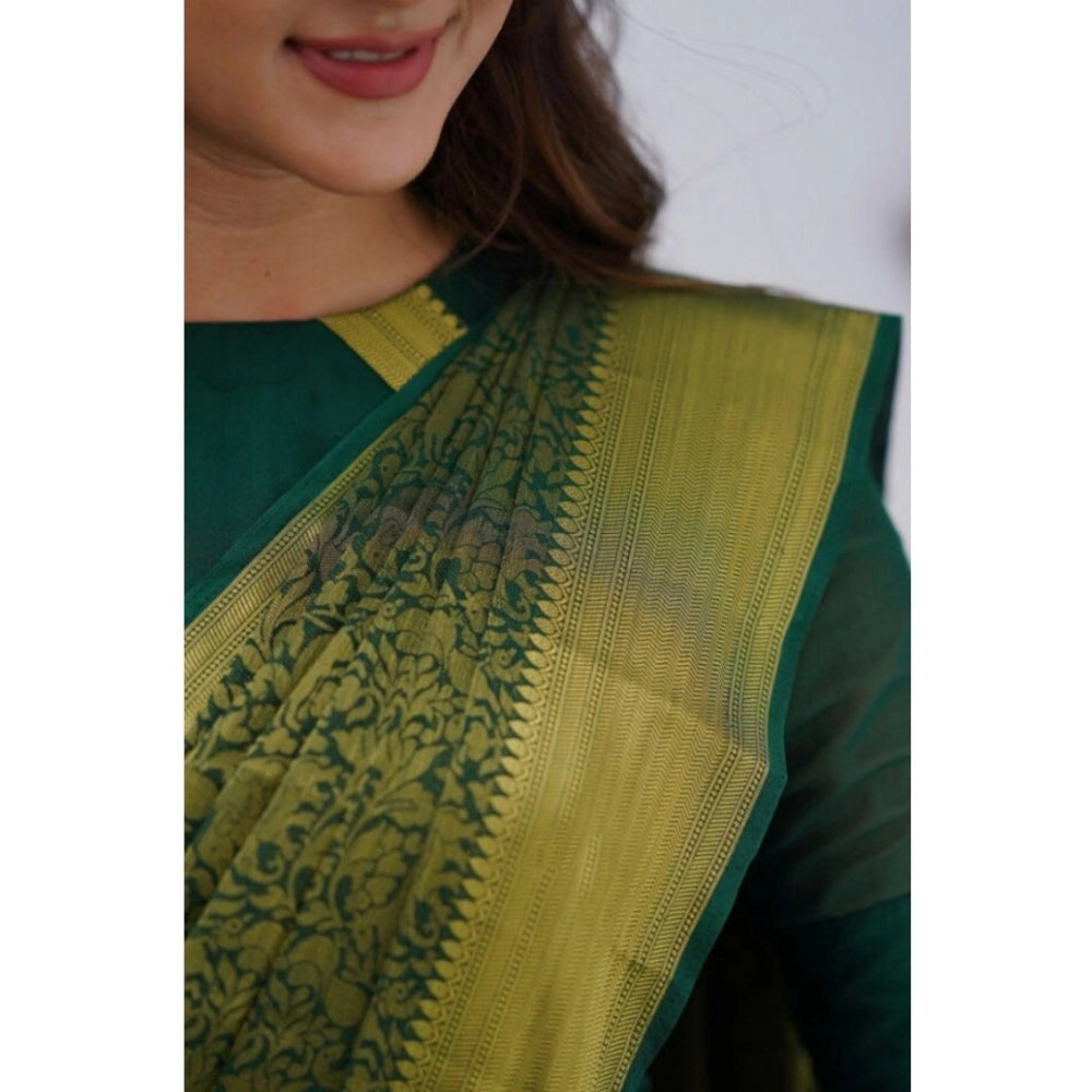 Women's Silk Printed Saree With Unstitched Blouse 5.5 Mtr (Green)