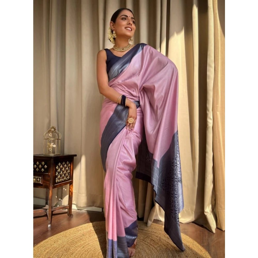 Women's Silk Printed Saree With Unstitched Blouse 5.5 Mtr (Pink)