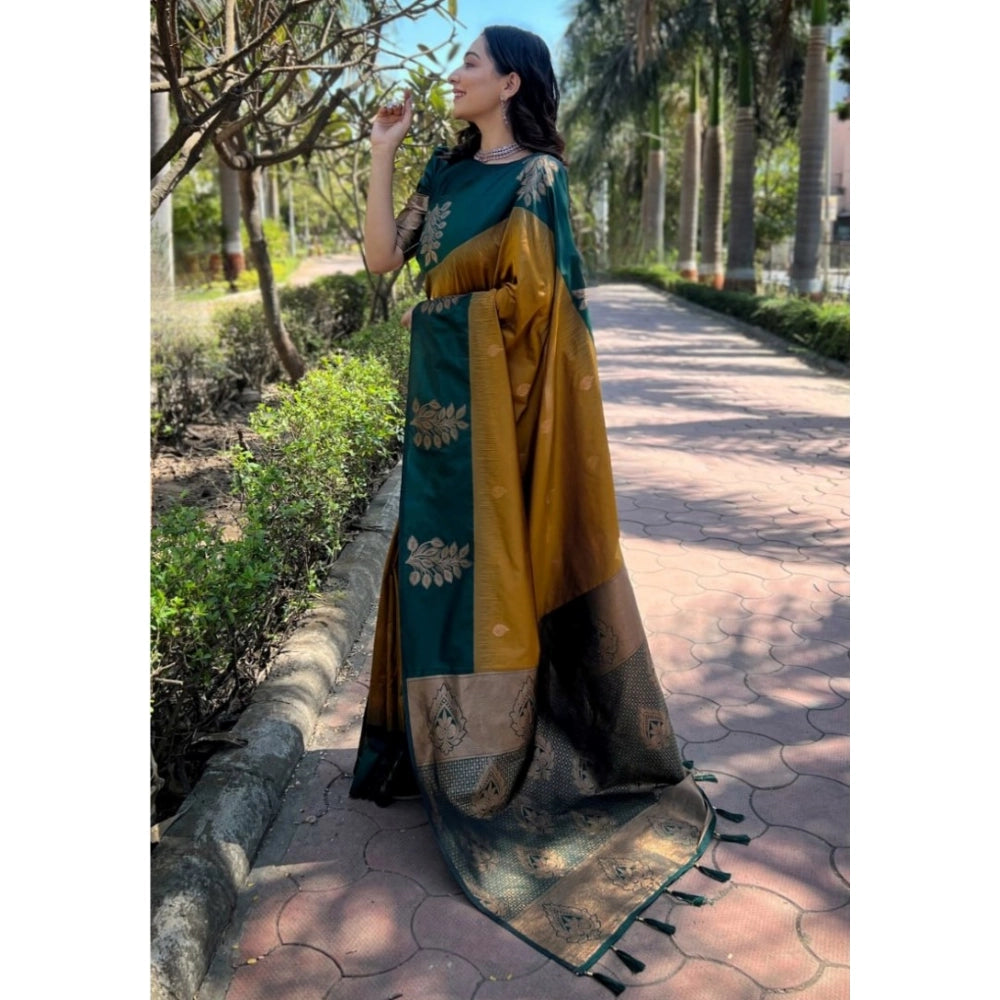 Women's Silk Printed Saree With Unstitched Blouse 5.5 Mtr (Yellow)