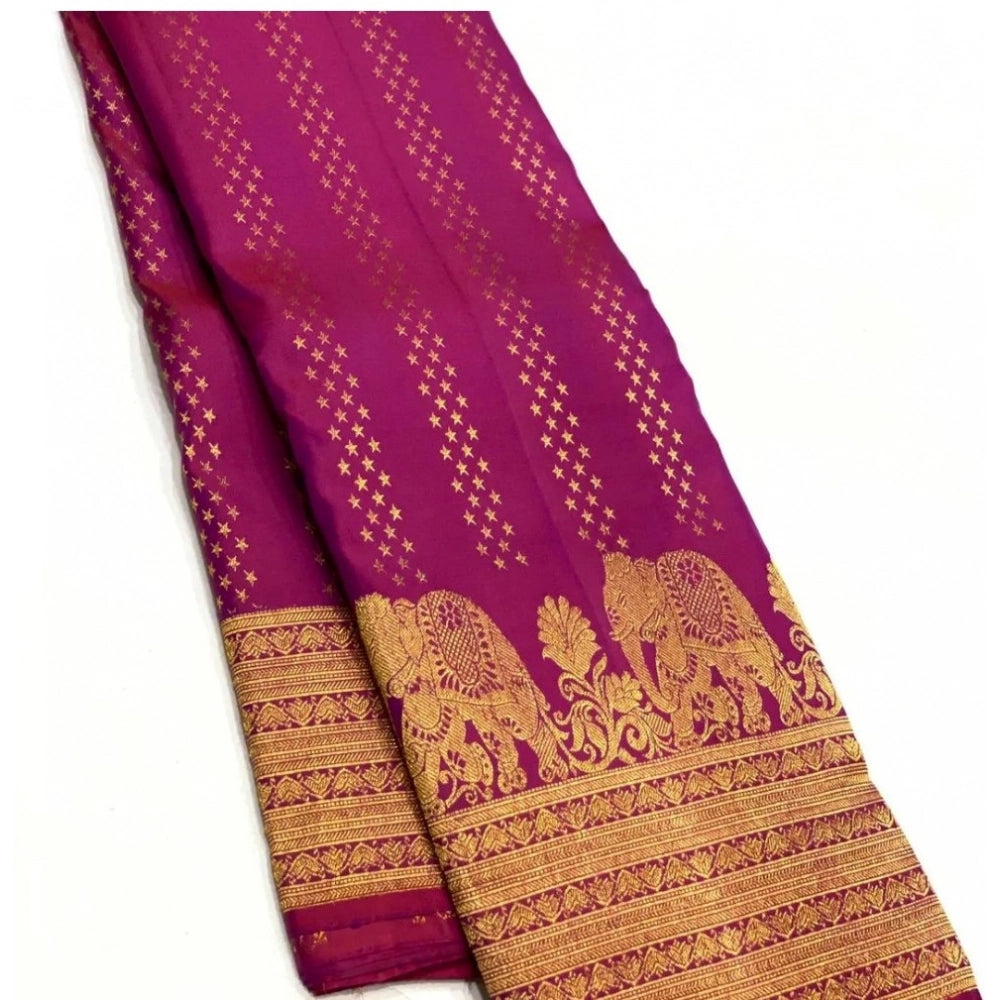 Women's Silk Printed Saree With Unstitched Blouse 5.5 Mtr (Rani Pink)