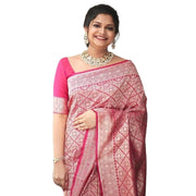 Women's Silk Printed Saree With Unstitched Blouse 5.5 Mtr (Pink)