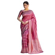 Women's Silk Printed Saree With Unstitched Blouse 5.5 Mtr (Pink)