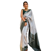 Women's Silk Printed Saree With Unstitched Blouse 5.5 Mtr (Grey)