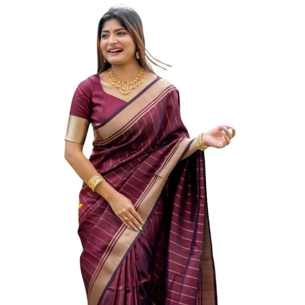 Women's Silk Printed Saree With Unstitched Blouse 5.5 Mtr (Maroon)