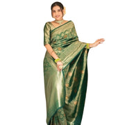Women's Silk Printed Saree With Unstitched Blouse 5.5 Mtr (Green)