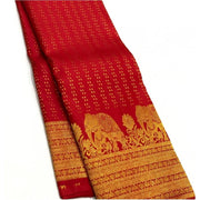 Women's Silk Printed Saree With Unstitched Blouse 5.5 Mtr (Red)