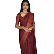 Women's Silk Printed Saree With Unstitched Blouse 5.5 Mtr (Maroon)