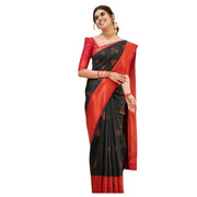 Women's Silk Printed Saree With Unstitched Blouse 5.5 Mtr (Black)