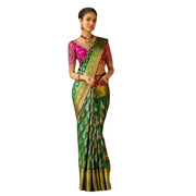 Women's Silk Printed Saree With Unstitched Blouse 5.5 Mtr (Green)
