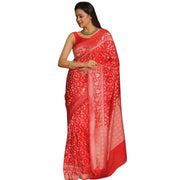Women's Silk Printed Saree With Unstitched Blouse 5.5 Mtr (Orange)