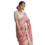 Women's Cotton Printed Saree With Unstitched Blouse 5.5 Mtr (Peach)