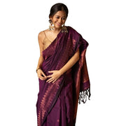 Women's Silk Printed Saree With Unstitched Blouse 5.5 Mtr (Wine)