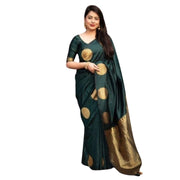 Women's Silk Printed Saree With Unstitched Blouse 5.5 Mtr (Green)