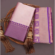 Women's Silk Printed Saree With Unstitched Blouse 5.5 Mtr (Purple)