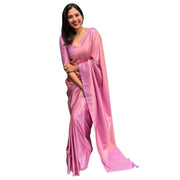 Women's Silk Printed Saree With Unstitched Blouse 5.5 Mtr (Pink)