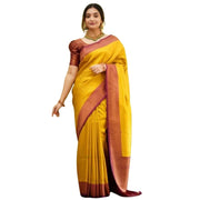Women's Silk Printed Saree With Unstitched Blouse 5.5 Mtr (Yellow)