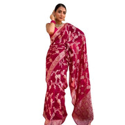 Women's Silk Printed Saree With Unstitched Blouse 5.5 Mtr (Pink)