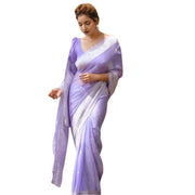 Women's Cotton Printed Saree With Unstitched Blouse 5.5 Mtr (Lavender)