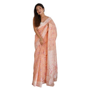 Women's Cotton Printed Saree With Unstitched Blouse 5.5 Mtr (Peach)