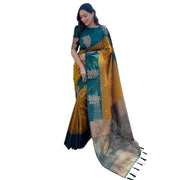 Women's Silk Printed Saree With Unstitched Blouse 5.5 Mtr (Yellow)
