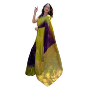 Women's Silk Printed Saree With Unstitched Blouse 5.5 Mtr (Wine)