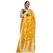 Women's Silk Printed Saree With Unstitched Blouse 5.5 Mtr (Gold Yellow)