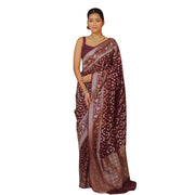 Women's Silk Printed Saree With Unstitched Blouse 5.5 Mtr (Maroon)