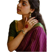 Women's Silk Printed Saree With Unstitched Blouse 5.5 Mtr (Wine)
