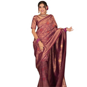 Women's Silk Printed Saree With Unstitched Blouse 5.5 Mtr (Wine)