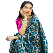 Women's Silk Printed Saree With Unstitched Blouse 5.5 Mtr (Sky Blue)