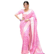 Women's Silk Printed Saree With Unstitched Blouse 5.5 Mtr (Pink)