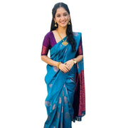 Women's Silk Printed Saree With Unstitched Blouse 5.5 Mtr (Rama)