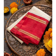 Women's Silk Printed Saree With Unstitched Blouse 5.5 Mtr (Off White)