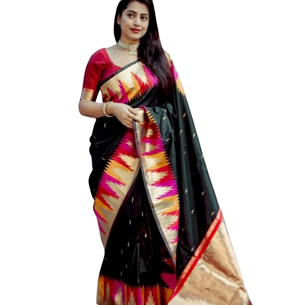 Women's Silk Printed Saree With Unstitched Blouse 5.5 Mtr (Multicolor)