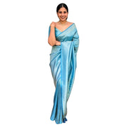 Women's Silk Printed Saree With Unstitched Blouse 5.5 Mtr (Sky Blue)