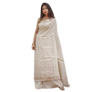 Women's Cotton Printed Saree With Unstitched Blouse 5.5 Mtr (Cream)