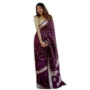 Women's Cotton Printed Saree With Unstitched Blouse 5.5 Mtr (Purple)