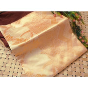 Women's Soft Lichi Silk Printed Saree With Unstitched Blouse 5.5 Mtr (Golden)
