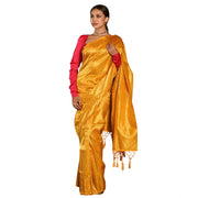 Women's Soft Lichi Silk Woven Saree With Unstitched Blouse 5.5 Mtr (Yellow)