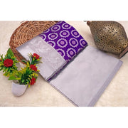 Women's Soft Lichi Silk Printed Saree With Unstitched Blouse 5.5 Mtr (Purple)