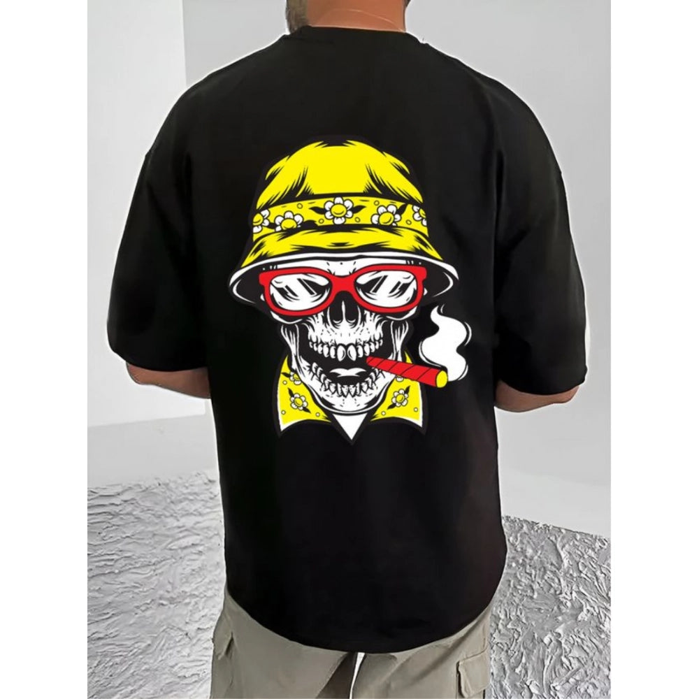Printed Cotton Blend Round Neck Half Sleeve T-Shirt for Men (Style 13) - Black - POPNOVA - photo 2