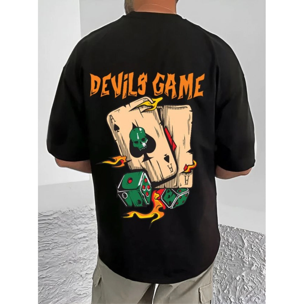 Printed Cotton Blend Round Neck Half Sleeve T-Shirt for Men (Style 11) - Black - POPNOVA - photo 2