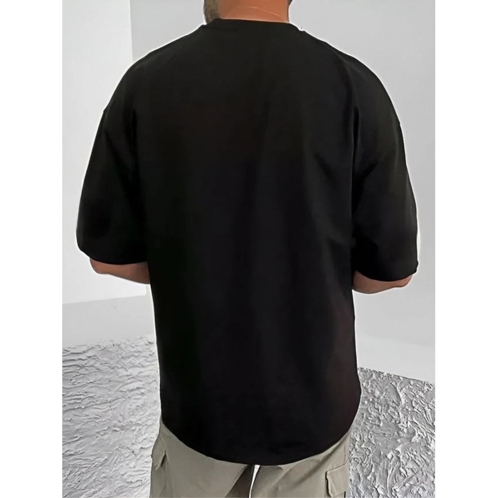 Printed Cotton Blend Round Neck Half Sleeve T-Shirt for Men (Style 32) - Black - POPNOVA - photo 2
