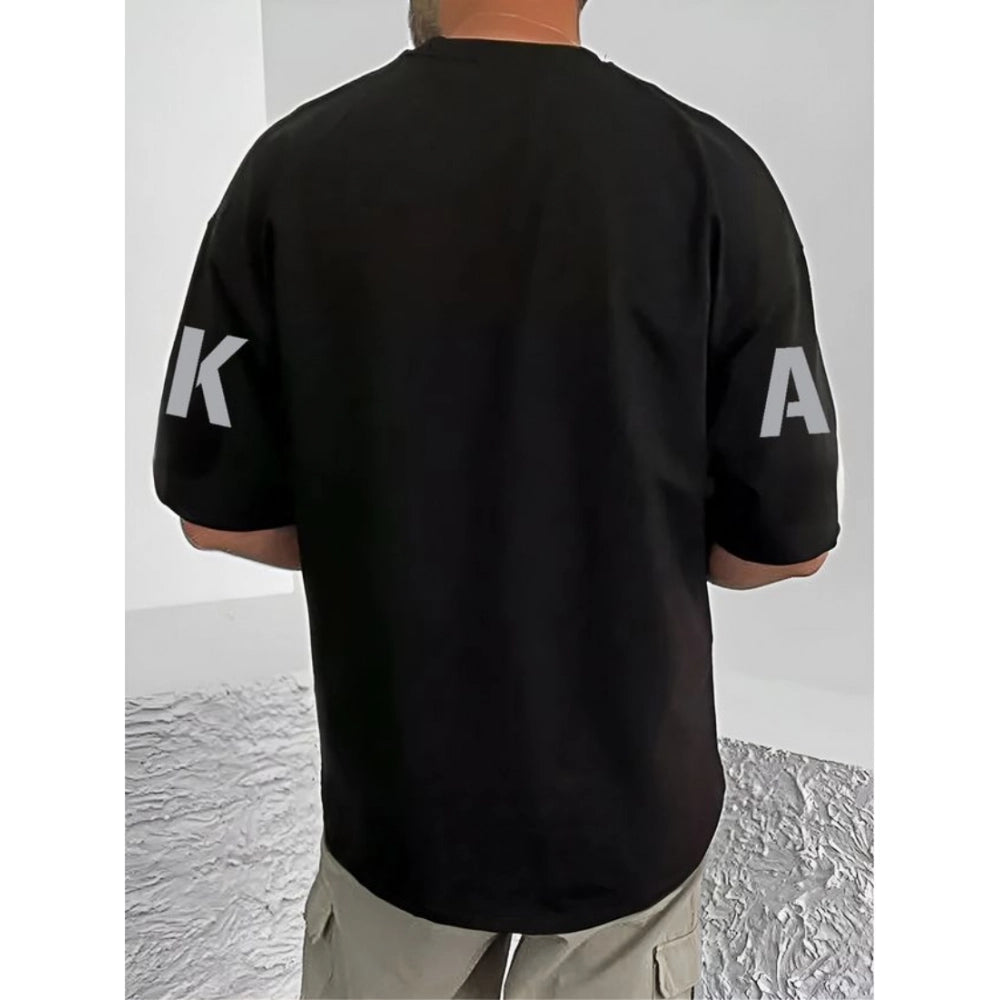 Printed Cotton Blend Round Neck Half Sleeve T-Shirt for Men (Style 26) - Black - POPNOVA - photo 2
