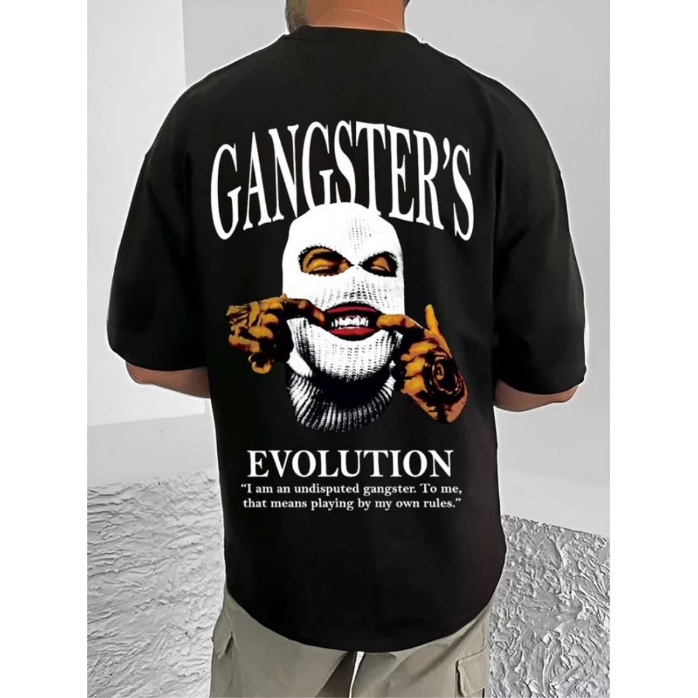 Printed Cotton Blend Round Neck Half Sleeve T-Shirt for Men (Style 22) - Black - POPNOVA - photo 2